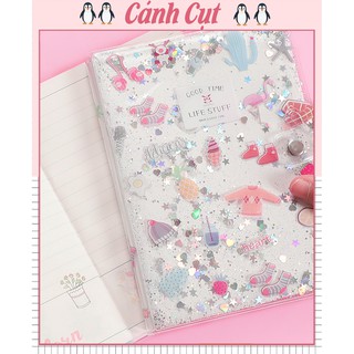 SỔ TAY BÌA NHŨ NƯỚC CHẢY KIM TUYẾN SIÊU ĐẸP -chất liệu cao cấp độc lạ an toàn sức khỏe chống chàn nước tuyệt đối