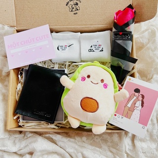 Set quà tặng Ví nam, bơ, hoa tặng sinh nhật, Valentine, 6/4 dành cho bố, người yêu, bạn thân - Một chút cute Shop