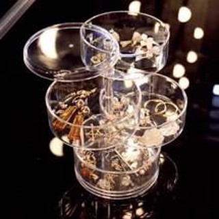Hộp Để Đồ Trang Sức Khay Xoay 360 Độ Trong Suốt 4 TẦNG