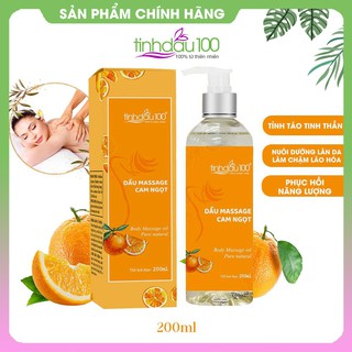 Tinh dầu massage body cam ngọt Tinh Dầu 100 thư giãn. Dầu matxa toàn thân giảm mệt mỏi cho nam và nữ chai 200ml