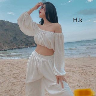 set áo trễ vai kèm quần ống suông hàng cao cấp