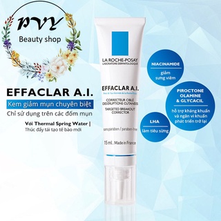 Kem Giảm Mụn Chuyên Biệt LAROCHE POSAY A.I Hiệu Quả Nhanh trong 12h. Giảm Sưng, Viêm, Mẩn Đỏ 15ML #Pvy Beauty