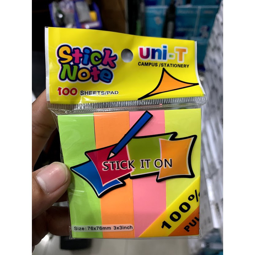 2 xấp Giấy note 4 màu GIẤY Uni-T