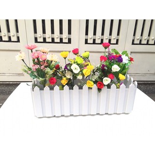 Chậu Nhựa Kiểu Hàng Rào Thông Minh - Trồng Cây-Trồng Rau Sạch - Màu Trắng (KT:58cmx18cmx20cm)
