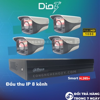 Bộ camera 4 mắt IP 2.0 mpx đầu ghi hình 8 cổng Dahua 2108 cài đặt sẵn, nối dây xong là chạy