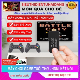 Máy Game 821 Trò Chơi, Tặng Thẻ Nhớ Kèm 2 Tay Cầm Không Dây Stick HDMI - Kết Nối Tivi