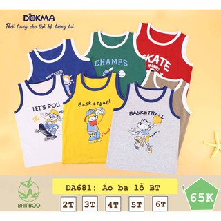 (2->6 tuổi) Áo 3 lỗ bé trai Dokma, chất sợi tre cao cấp mềm mát ngăn tia UV (DA681)