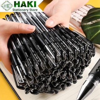 Set 10 bút bi nước mực gel ngòi 0,5mm HAKI màu đen đỏ xanh dụng cụ văn phòng phẩm B34