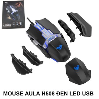 Chuột AULA H508 ĐEN LED 6400DPI Chơi Game LED,Dành Cho Máy Tính Để Bàn Laptop Game
