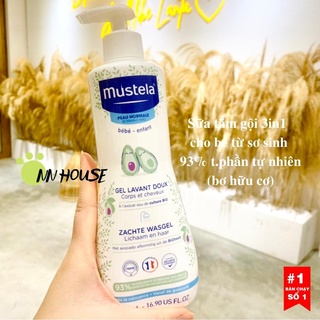 Sữa tắm gội cho bé sơ sinh và trẻ em Mustela Gentle Cleansing Gel 3 in 1 500 ml làm sạch da, dưỡng ẩm và làm mềm da baby