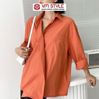 Áo sơ mi tay dài chéo vạt lệch VM STYLE 1 túi 10444 hàn quốc ulzzang thời trang nữ 22SU032X0102