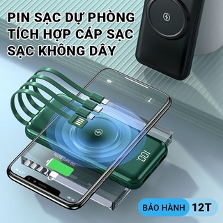 Sạc dự phòng 10000mAh 20000mAh YM-368 2.1A Sạc Nhanh Với cáp sạc Lightning Type C tích hợp sạc không dây