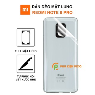 Dán lưng Redmi Note 9 Pro full mặt lưng dẻo trong suốt PPF tự phục hồi vết xước - Dán lưng Xiaomi Redmi Note 10 Pro