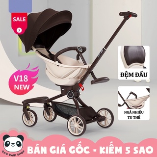 TẶNG KÈM ĐỆM MÙA HÈ !!! Xe đẩy gấp gọn Baobaohao V18 ngồi ngả 5 chế độ kèm gối da và đệm ngồi