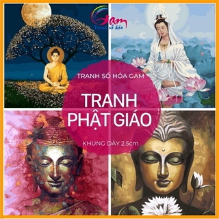 Tranh sơn dầu số hóa tự tô CHUẨN MÀU Tranh Phật Bồ Tát Quan Âm đẹp