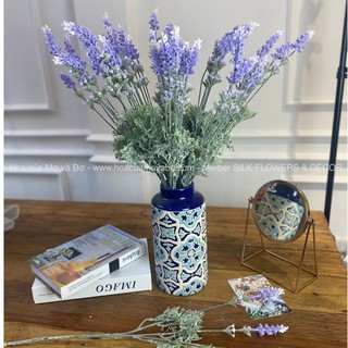 Cành Hoa Lavender, Oải Hương Lụa Giả Cao Cấp Merber - Hoa Khô Phủ Phấn Tuyết Phù Hợp Trang Trí Decor Phòng, Nhà...