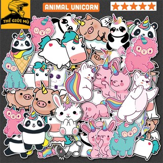 Sticker Unicorn Animal cute dán mũ bảo hiểm, vali, laptop PVC chống nước