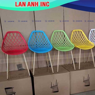 Ghế nhựa cafe văn phòng bàn ăn chân sắt tựa lưng cao đẹp eames LAGE321