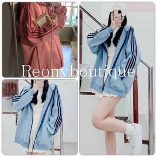 Áo Khoác Hồng Xanh 4 Sọc PEONYB Nữ [FREESHIP] Hoodie zip khóa kéo form rộng tay bồng thể thao cá tính Ulzzang