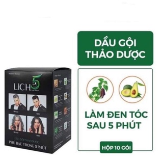 Dầu Gội Thảo Dược Đen Tóc Lich5 Hộp 10 gói