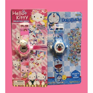 Đồng Hồ Nhựa Chiếu Đèn Hình Doraemon Kitty Spiderman