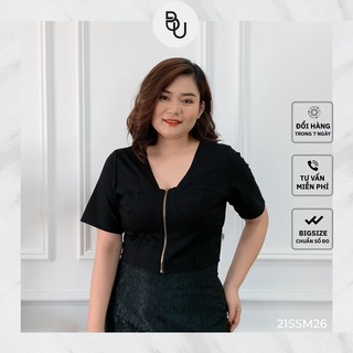 Áo croptop cắt cúp khóa dọc BIGSIZE (55kg đến 95kg) - 21SSM26 - [BUstu Bigsize]