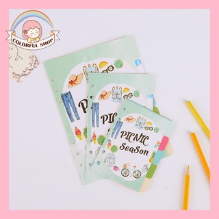 SET 5 TỜ TAB PHÂN TRANG A SUNNY PLANNER A5 A6 A7 CHIA NGĂN TRANG phụ kiện sổ còng planner