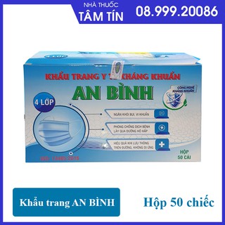 [CHÍNH HÃNG ] Khẩu trang y tế 4 lớp màu xanh cao cấp An Bình (Hộp 50 cái)