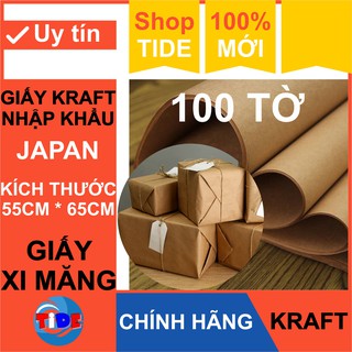 100 tờ Giấy Kraft màu da bò KT: 65cm x 55cm – Giấy ngoại – Chống thấm nước – Dai chắc – Dùng đóng bọc sản phẩm hàng hóa