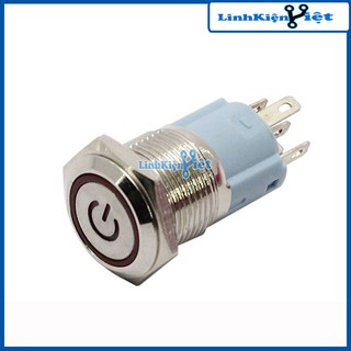 Nút Nhấn Đề Sắt Chống Nước Có Đèn Báo 12VDC-16mm Nhấn Giữ