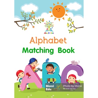 [ Montessori ] Bảng 26 Chữ Cái Alphabet Và Từ Vựng F32 - Học Liệu Dính Dán - Matching Book(Monsi Edu)