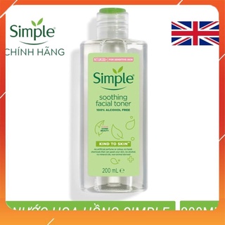 [CHÍNH HÃNG] Nước hoa hồng Simple Toner làm dịu và cân bằng độ ẩm cho da - lành tính không chứa cồn 200ml