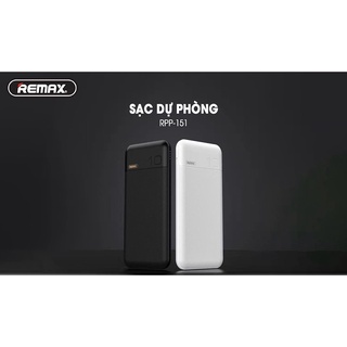Sạc dự phòng QC3.0 Remax 10000mAh Boree Series RPP-151 (Sạc Nhanh QC3.0, PD 18W) 2 Cổng Sạc Vào, 1 Cổng Sạc Ra, Màn Hình