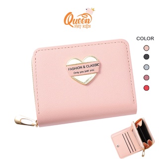 Ví Mini Cầm Tay FASHION CLASSIC Đính Gắn Trái Tim Sang Chảnh