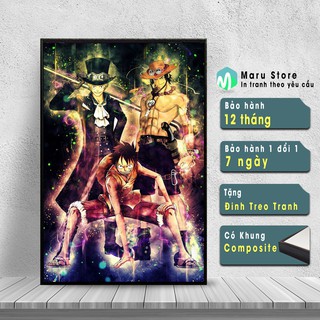 Tranh One Piece Sabo Ace Luffy,Có Khung Trang Trí Quán Cafe Sang Trọng