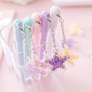Bút Gel Dây Chuyền Ngôi Sao Hoạt Hình Dễ Thương, Ngòi 0,5mm Trơn Mượt