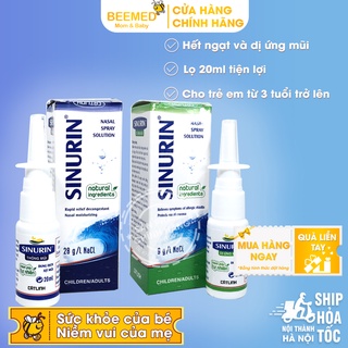 Xịt mũi Sinurin Lọ 20ml giảm ngạt thông mũi xoang, dị ứng thời tiết của dược Cát Linh từ muối biển ưu trương