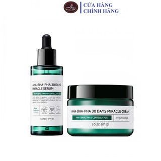 Bộ 2 Sản Phẩm Dưỡng Da Giảm Mụn Some By Mi AHA- BHA-PHA 30 Days Miracle (Serum 50ml + Kem 60g)