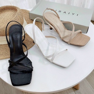 Giày sandal cao gót quai đan chéo chữ x gót nhọn 5-7p kiểu công sở cực đẹp