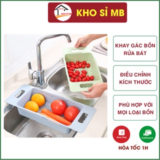 khay gác bồn rửa bát đựng hoa quả, rau củ, bát đĩa, kệ để đồ có thể điều chỉnh độ dài kho sỉ mb