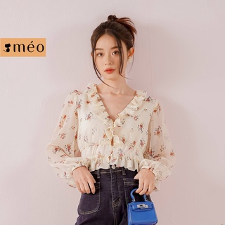 Áo kiểu nữ Méo shop dáng công sở dài tay Singe