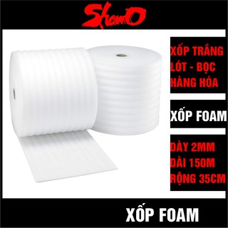 [Cuộn 150m x 35cm] Xốp trắng 2mm lót bọc hàng hóa – Màng xốp Foam dùng lót nền trong thi công sàn gỗ - Xốp chống sốc
