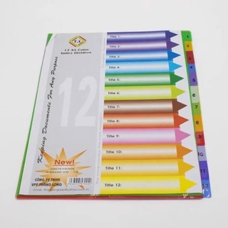 Chia file nhựa 12 màu có số