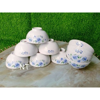 Combo 10 Chén sứ  hoa màu xanh pastel
