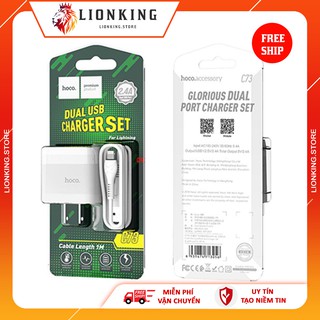 Bộ cáp sạc Iphone⚡FS50K⚡Bộ sạc Hoco C73 Lightning 1M cho Iphone 6/6s/6plus/7plus/x/xr/xsmax/11/11pro/11promax