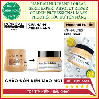 (CHÍNH HÃNG) HẤP DẦU NHŨ VÀNG L'OREAL SERIE EXPERT ABSOLUT REPAIR GOLDEN PROFESSIONAL MASK PHỤC HỒI TÓC HƯ TỔN NẶNG