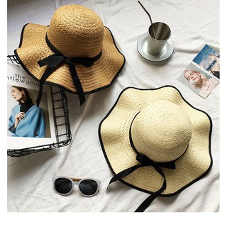 Mũ cói rộng vành - Nón nữ vintage dạng sóng