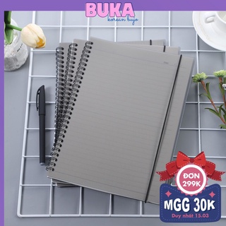 SỔ LÒ XO kép Bìa Xám B5 A5 160 trang RXD DecorMe Sổ tay lò xo 80gsm có dây nẹp