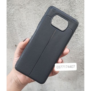 Ốp lưng dẻo Auto Focus Xiaomi Poco X3 NFC vân giả da chống sốc