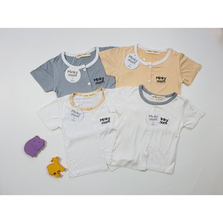 Bộ Cộc Tay THUN LẠNH MINKY MOM Phối Màu Cài Nút Giữa Cho Bé TN-TR04